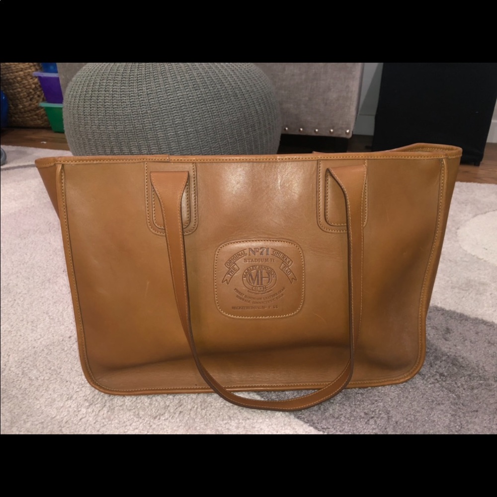 Ghurka Stadium handmade tote. Chestnut leather.